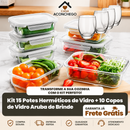 [QUEIMA DE ESTOQUE] 15 Kit Potes De Vidro + 10 Copos Aruba GRÁTIS