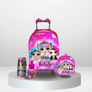 (PROMOÇÃO VOLTA ÀS AULAS) Kit Mochila Escolar Rodinha + Lancheira + Estojo + (BRINDE)